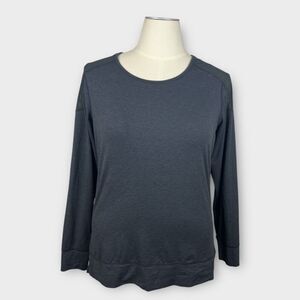 Reebok 24/7 Jersey Long Sleeve Top Gray Black Women's Large Activewear